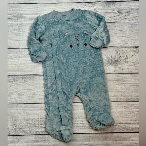 Kyle & Deena Baby Plush Footed Sleeper 3-6M Blue Bear One-Piece - Picture 5 of 11